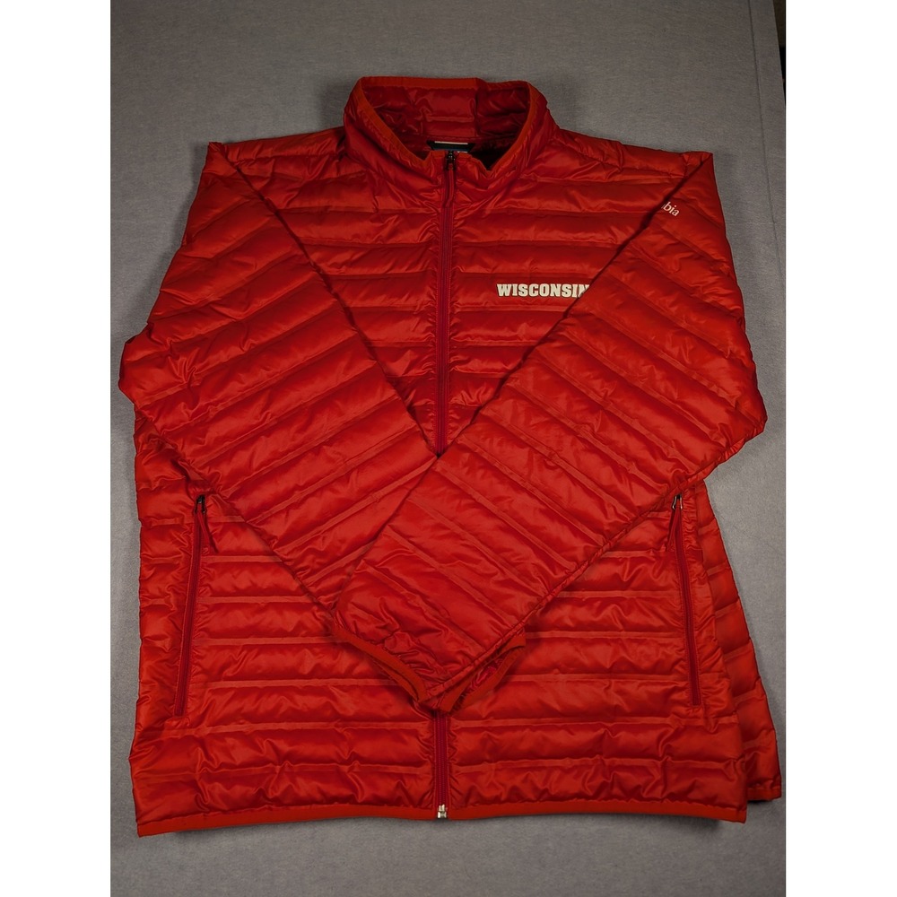 Columbia Puffer Jacket Men XXL Red Wisconsin Badgers Down Insulated Excellent